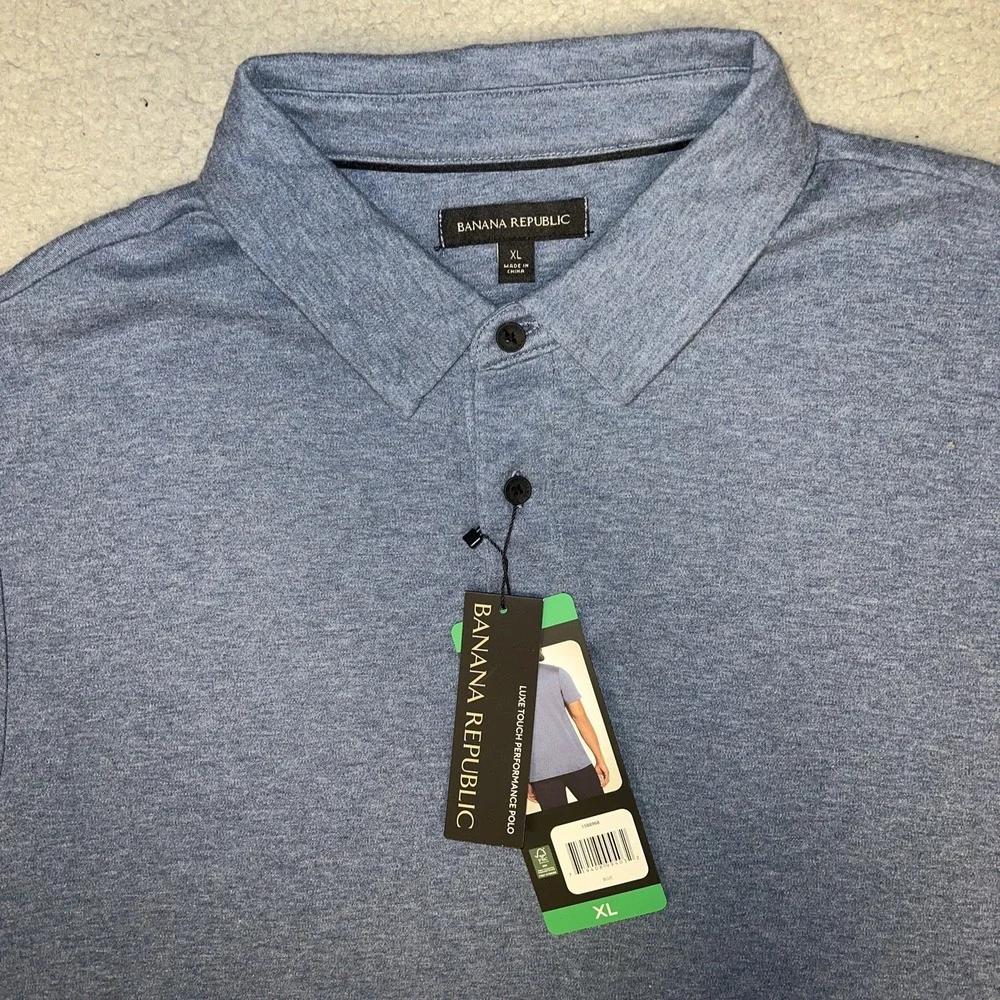 NWT Banana Republic Shirt Men's Size XL Gray‎ Golf Luxe Touch Performance Polo
